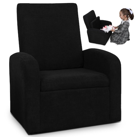 Homeroots Kids Black Comfy Upholstered Recliner Chair with Storage 397760