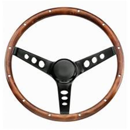 Grant Grant 313 13.5 in. Dia. 3-Spoke 3.75 in. Dish Classic Series Steering Wheel, Wood Grip GRT313
