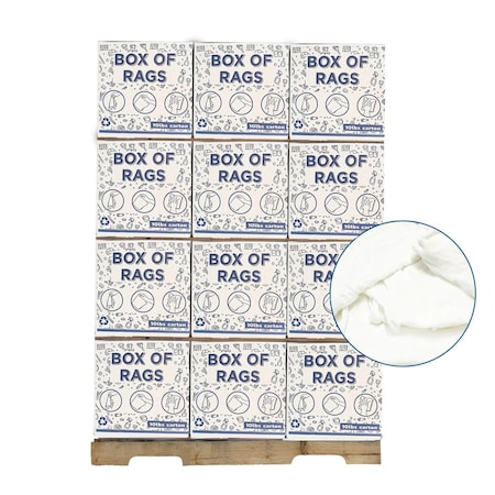 Supremeplus Recycled White Knit T-Shirt Cleaning Rags, 720 lbs. Pallet, 72 x 10 lbs. Boxes, 72PK SP-8209