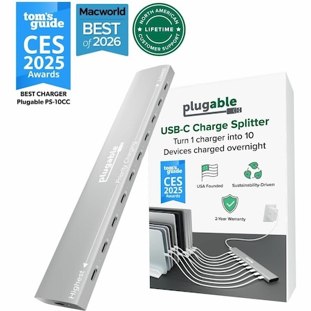 Plugable Technologies PLUGABLE USB TYPE-C POWER DELIVERY 10-PORT PRIORITY CHARGER PS-10CC