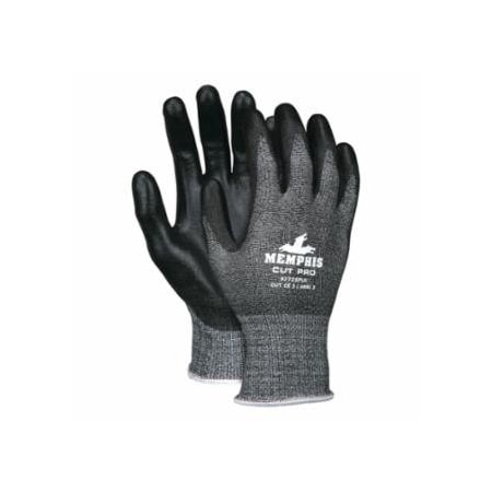 Mcr Safety CutPro 92723PU 13-ga HyperMax PU Coated Gloves, Large, Salt-and-Pepper/Black, 12PK 127-92723PUL