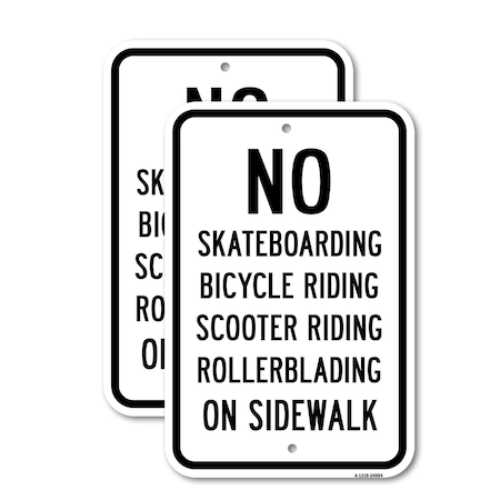 Signmission No Skateboarding Bicycle Riding Scooter Riding Heavy-Gauge Aluminum, 18" x 24", A-1824-24984 A-1824-24984