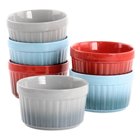 Crockpot Thornburg 6 Piece 12 Ounce Round Stoneware Ramekin Set in Assorted Colors 139397.01