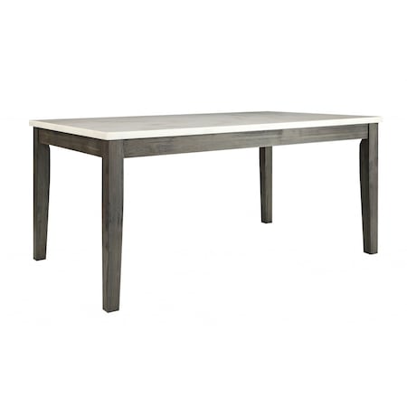 Homeroots 64" White And Gray Marble And Solid Wood Dining Table 319145