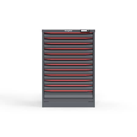 Strong Hold 12 drawer cabinet - (11x 2ft, 1x 4ft) - Red accents - Electronic Lock S3044-PPRAS-1201DS