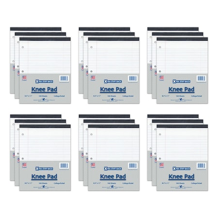 Roaring Spring Case of Stiff Back Paper Notepads, 8.5"x11.75", 100 sheets, 3-Hole Punched, College Ruled W/Margin, PK18 95288cs