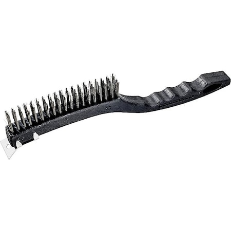 Prosource Wire Brush with Scraper, 1-3/8 in L Trim, Metallic Bristle, 5/8 in W Brush, 13-1/2 in OAL SJ3133-S