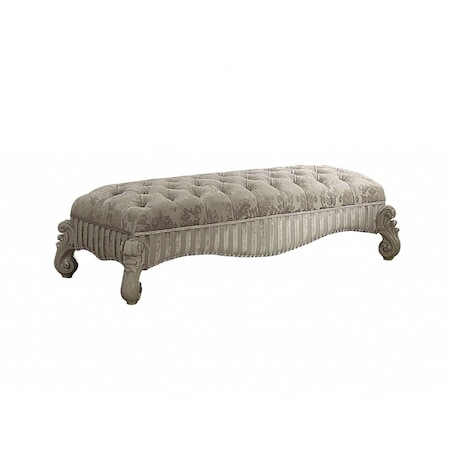 Homeroots 28in X 65in X 20in Ivory Fabric Bone White Upholstery Poly Resin Bench 347541
