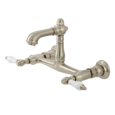 Kingston Brass Double-Handle Wall Mount Bathroom Faucet, Brushed Nickel KS7258PL