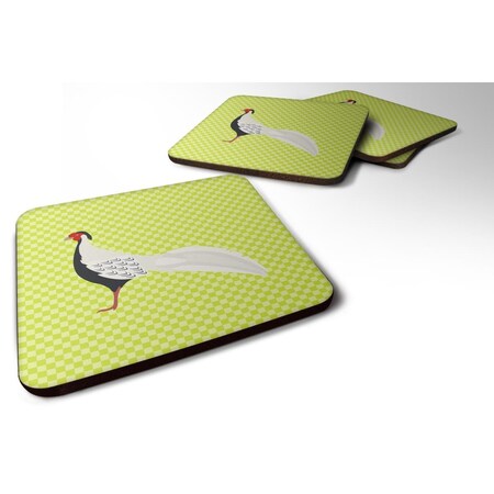 Carolines Treasures Silver Pheasant Green Foam Coaster, Set of 4 BB7755FC