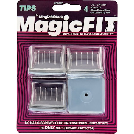 Magic Sliders Magic Fit 1-7/16'' - 1-5/8'' Square Slider, 4PK 24642