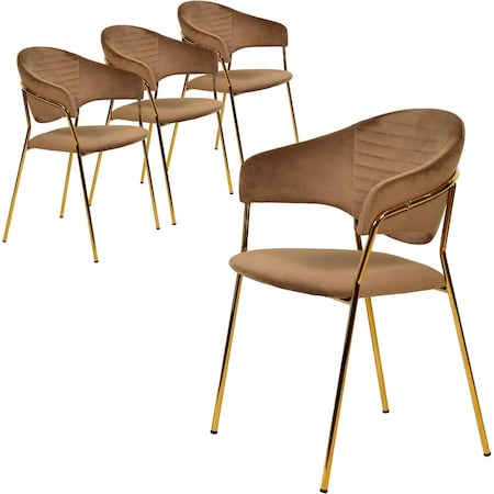 Leisuremod Bella Collection Modern Dining Chair in Brown, 4PK BC21BR4