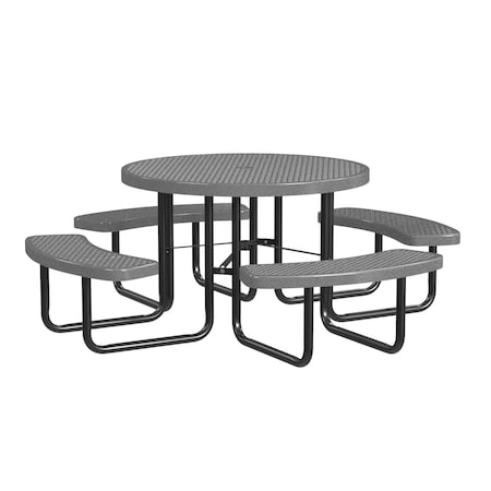 Leisure Craft Round Portable Picnic Table, Granite, 46 in L T46ROP-GRANITE