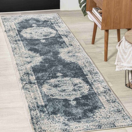 Jonathan Y Rosalia Cottage Medallion Ivory/Blue 2 ft. x 8 ft. Runner Rug MDP403G-28
