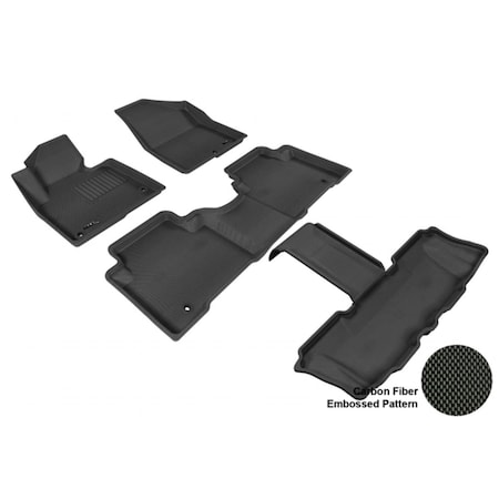 3D Maxpider HYUNDAI SANTA FE 2013 KAGU BLACK R1 R2 R3 7 SEATS Floor Mat L1HY02801509