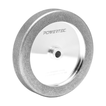 Powertec 8in CBN Wheel 80 Grit, 1-1/2in Wide, 5/8in Arbor, 4-in-1 Edge & Side Sharpening 15707