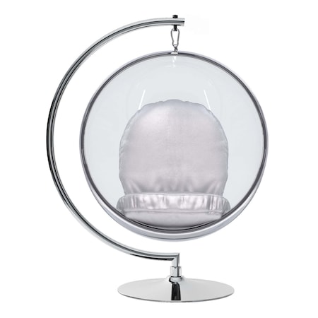 Homeroots 42" Silver Faux Leather Balloon Chair 520609