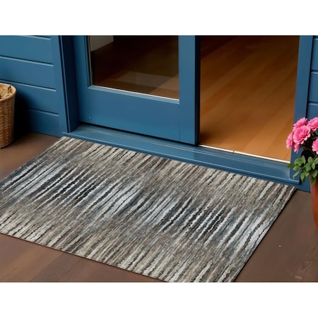 Homeroots 3' X 5' Brown Taupe And Chocolate Striped Washable Indoor Outdoor Area Rug 577986