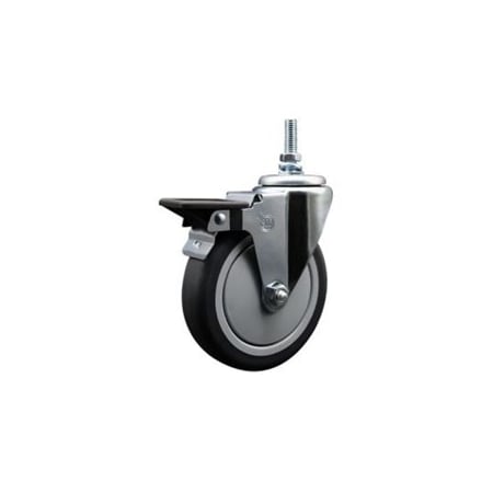 Service Caster 5 Inch Thermoplastic Rubber 12 MM Threaded Stem Caster with Brake SCC-TS20S514-TPRB-PLB-M1215