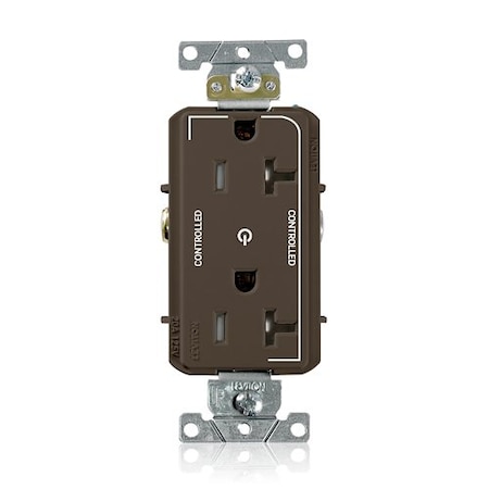 Leviton Dec Plus Rec 20A 125V TR 2Mrk-Ctrl Brn TDR20-S2