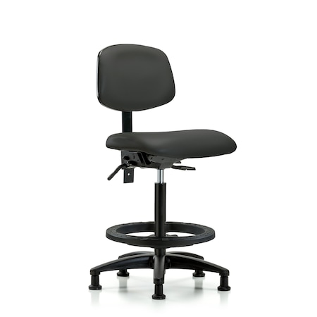 Blue Ridge Ergonomics High Bench Chair Desk Chair, Fabric, Tilt AA Glides, Bur, No Arms, 26" to 35" Height, Fabric, Charcoal BR-VHBCH-RG-T1-A0-BF-RG-8605