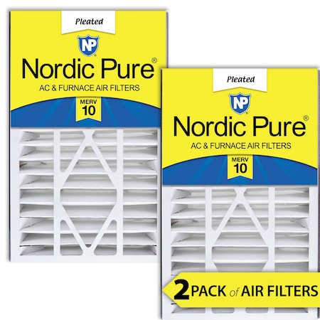 Nordic Pure 16x25x5 Pleated Air Filter, High Capacity, Electrostatically Charged Synthetic Media, MERV 10, 2 PK 16x25x5ABM10-2
