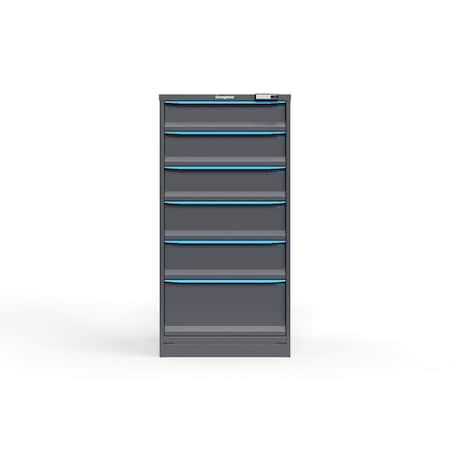 Strong Hold 6 drawer cabinet - (1x 6ft, 2x 7ft, 2x 8ft, 1x 12ft) - Blue accents - E-Lock w/ Tracking S3060-PPTAS-0602FS