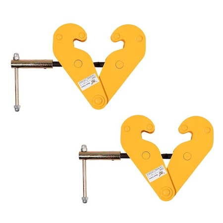 Mytee Products Adjustable Yellow I-Beam Clamp, 3 Ton/6613 LB WLL with Manual Screw Rod., 2PK BC-3x2