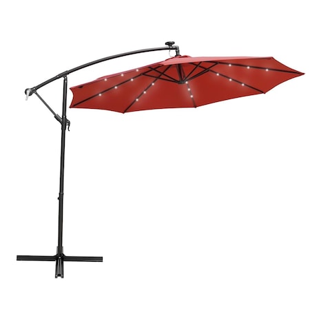 Patio Trasero 10 ft Willry Modern Outdoor Offset Cantilever Hanging Patio Umbrella with Solar Powered LED, Red PA3590715