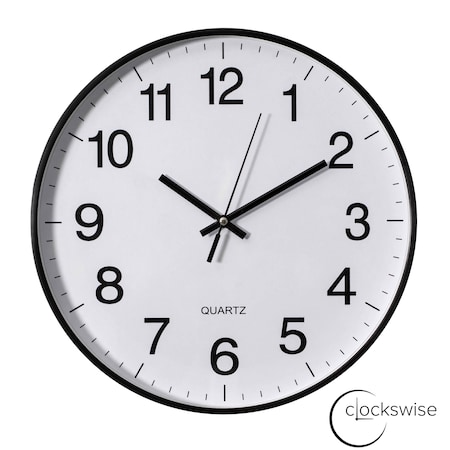 Clockswise Black 12-In Analog Clock - Silent, Non-Ticking for Wall Battery-Operated, Perfect for Home QI004744.BK.12