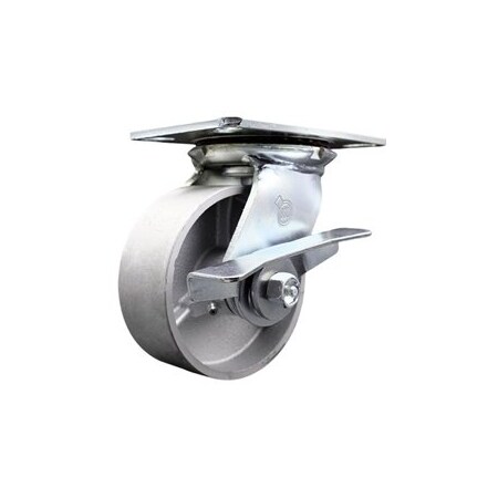 Service Caster 5 Inch Heavy Duty Semi Steel Caster with Roller Bearing and Brake SCC-35S520-SSR-SLB