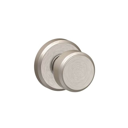 Schlage Residential Bowery Knob with Greyson Rose Passage Lock with 16080 Latch and 10027 Strike Satin Nickel Finish F10BWE619GSN