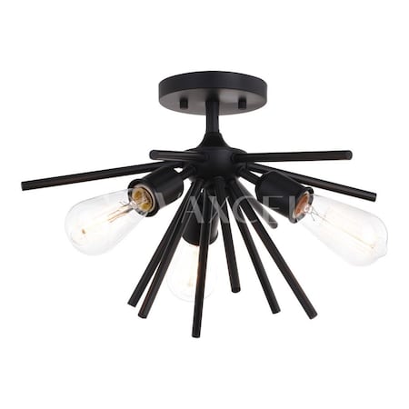 Perfecttwinkle 17 in. Estelle 3 Light Semi Flush Mount, Matte Black PE4234225