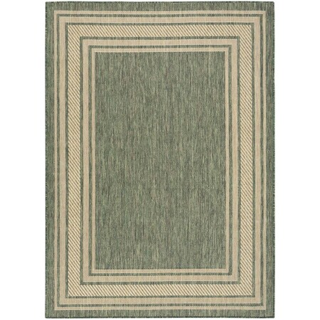 Homeroots 4' X 6' Green Geometric Indoor Outdoor Area Rug 572620
