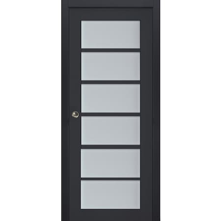 Sartodoors Sliding French Pocket Door Solid Core Modern Interior VEREGIO7602PD-ANT-18 x 80
