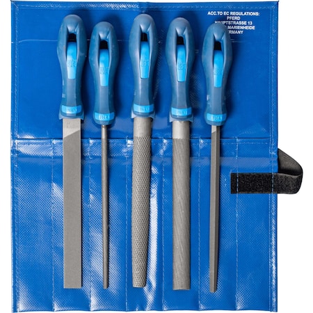 Pferd File Set - Hand, Square, Half-Round, Round, Half-Round Wood Rasp 8 in Coarse Cut 16177
