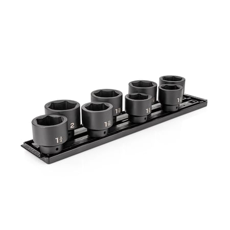 Tekton 1/2 Inch Drive 6-Point Impact Socket Set with Rails and Tray, 8-Piece 1-9/16-2 in. SID92106