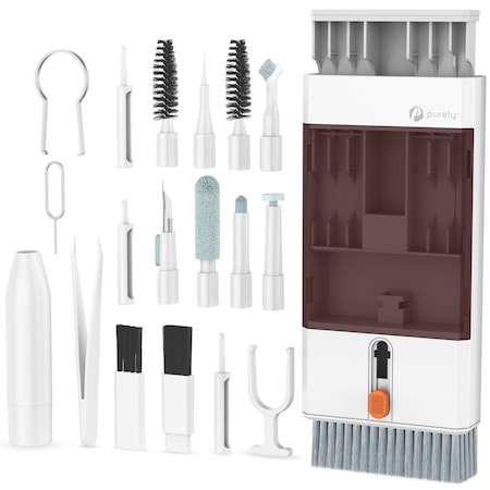 Purely 22-in-1 Computer and Keyboard Cleaning Kit with Storage Tray, White D58
