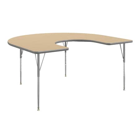 Flash Furniture Commercial Adjustable Height Horseshoe Activity Table-Standard Legs in LT NAT XU-A6066-HRSE-LTNAT-T-A-GG
