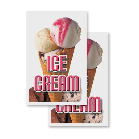 Signmission Ice Cream Old, Vinyl Decals Only 24 Inch x 36 Inch, Vinyl Decal, 2PK DSB-2436-2PACK-Ice Cream Old