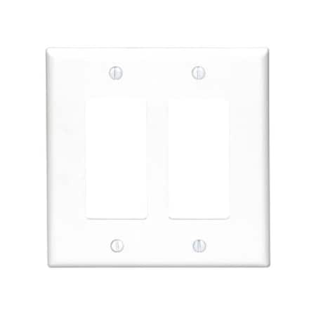 Leviton Decora Wallplate, Midway Size, Gang 2, Light Almond 80609-T