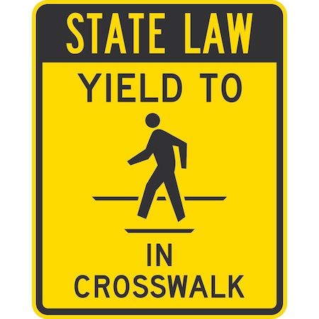 Lyle State Law Yield To (Ped) in Crosswalk, 24x30, Engineer Grade, Yellow G-14002-EG_24x30