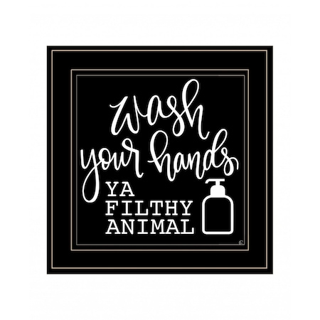 Homeroots Wash Your Hands 2 Black Framed Print Bathroom Wall Art 407687