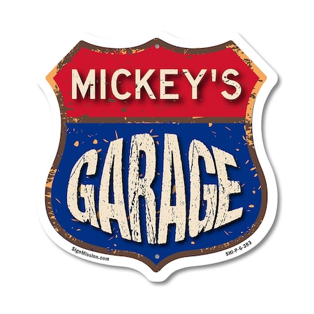 Signmission Mickey's Garage, 6 Inch X 6 Inch, Plastic Sign SHI-P-6-383-MICKEY