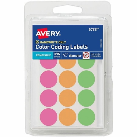 Avery Color-Coding Labels, Removable Ad, PK315 6733