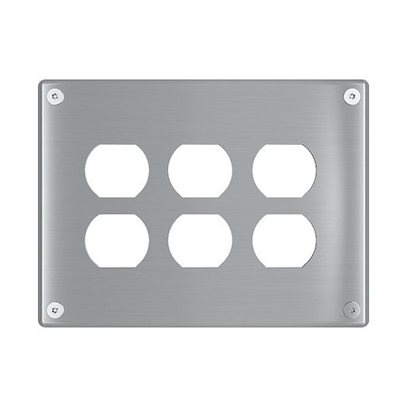 Legrand Wall Plate, 7.34" W, Stainless Steel WSP63D2PS