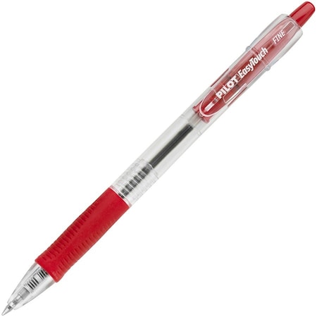 Pilot EASYTOUCH RETRACTABLE BALLPOINT PEN, FINE 0.7MM, RED INK, CLEAR BARREL, DOZEN 32212