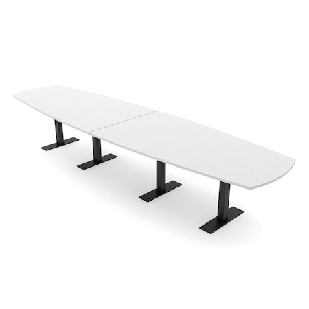 Skutchi Designs Arc Boat Conference Table With Power, 48 in W, 168 in L HAR-ABOT-48X168-T.BK-W960-NA