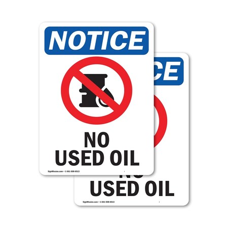 Signmission No Used Oil Sign With Symbol, 18 in W x Rectangle, Vinyl Decal OS-2PACK-NS-D-1824-V-15025