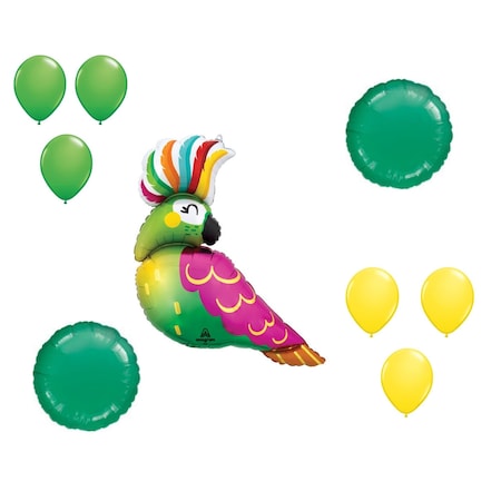 Loonballoon 31 Inch Tropical Parrot Balloon Medium Shape Set 6x latex 2x shape 96501-lux